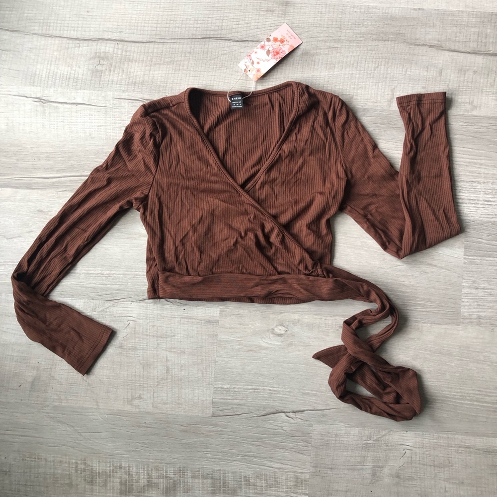SHEIN Brown Wrap Top